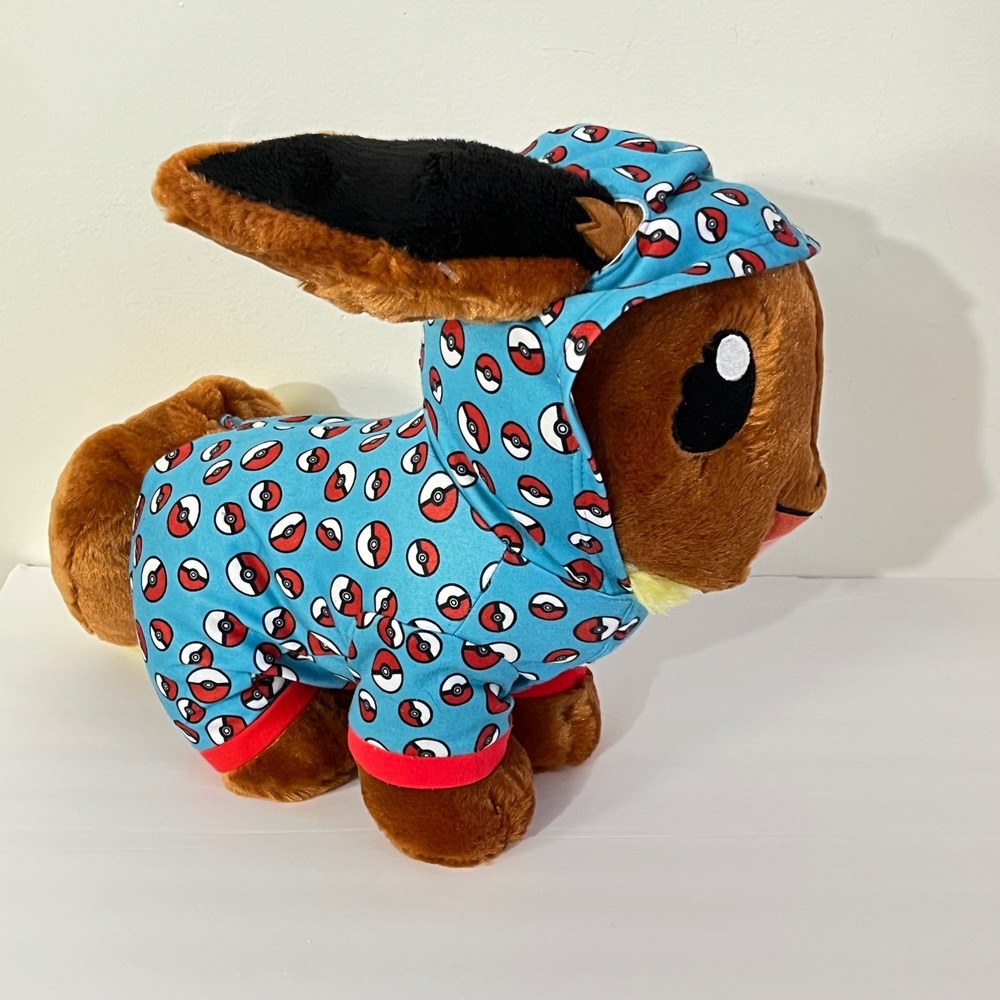 Build-A-Bear Eevee Plush Kids OS Brown Pokemon Poke Ball‎ Hooded Sleeper 2021